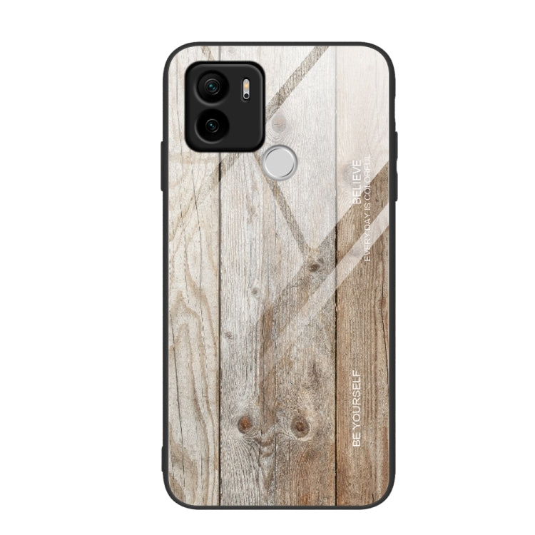 For Xiaomi Redmi A1+ Wood Grain Glass TPU Phone Case