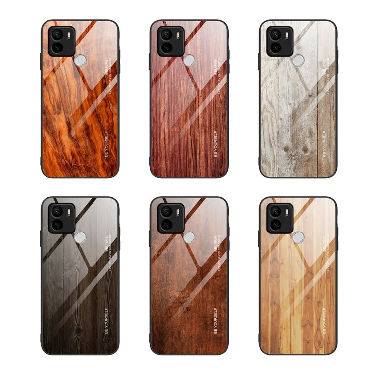 For Xiaomi Redmi A1+ Wood Grain Glass TPU Phone Case