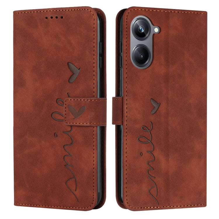 For Realme 10 Pro Skin Feel Heart Embossed Leather Phone Case