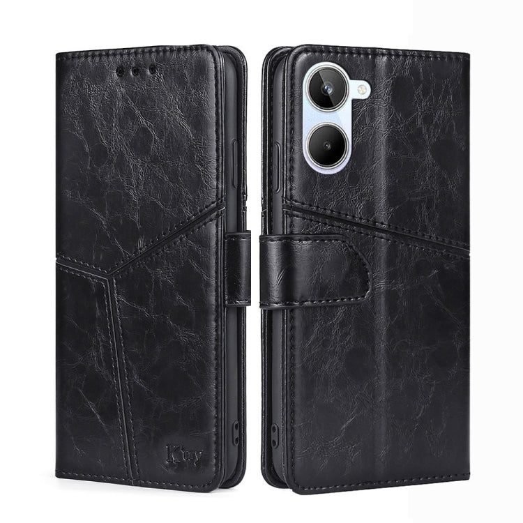 For Realme 10 4G Geometric Stitching Horizontal Flip Leather Phone Case