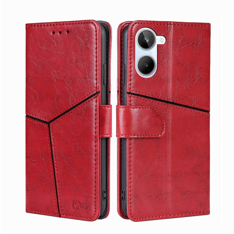 For Realme 10 4G Geometric Stitching Horizontal Flip Leather Phone Case