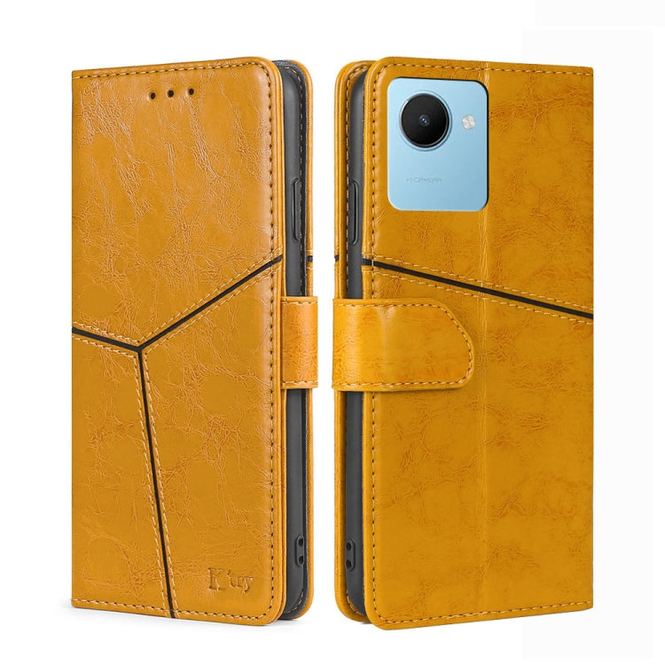 For Realme C30s Geometric Stitching Horizontal Flip Leather Phone Case
