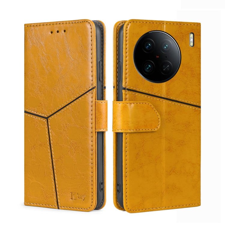 For vivo X90 Pro+ Geometric Stitching Horizontal Flip Leather Phone Case