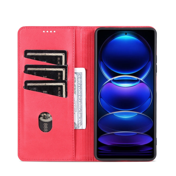 For Xiaomi Redmi Note 12 China AZNS Magnetic Calf Texture Leather Phone Case