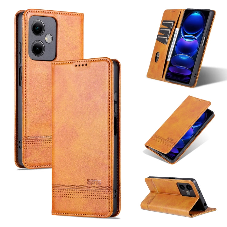 For Xiaomi Redmi Note 12 China AZNS Magnetic Calf Texture Leather Phone Case