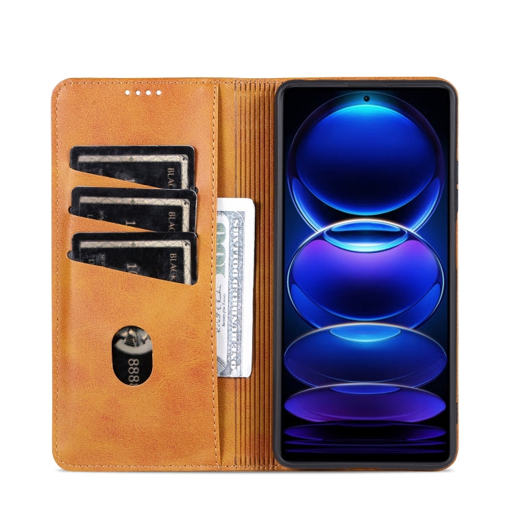 For Xiaomi Redmi Note 12 China AZNS Magnetic Calf Texture Leather Phone Case