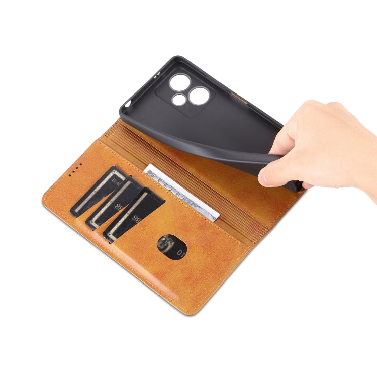 For Xiaomi Redmi Note 12 China AZNS Magnetic Calf Texture Leather Phone Case