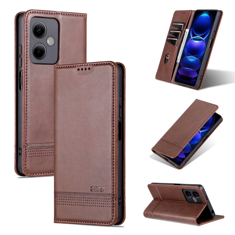 For Xiaomi Redmi Note 12 China AZNS Magnetic Calf Texture Leather Phone Case