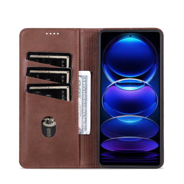 For Xiaomi Redmi Note 12 China AZNS Magnetic Calf Texture Leather Phone Case