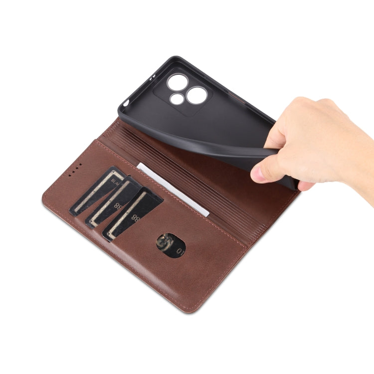 For Xiaomi Redmi Note 12 China AZNS Magnetic Calf Texture Leather Phone Case