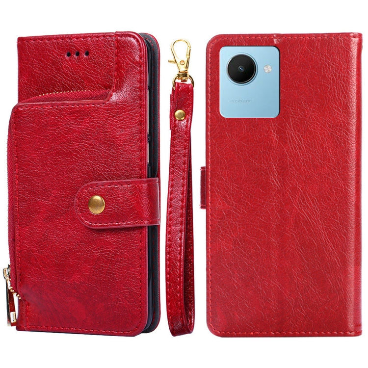 For Realme C30s Zipper Bag Leather Phone Case