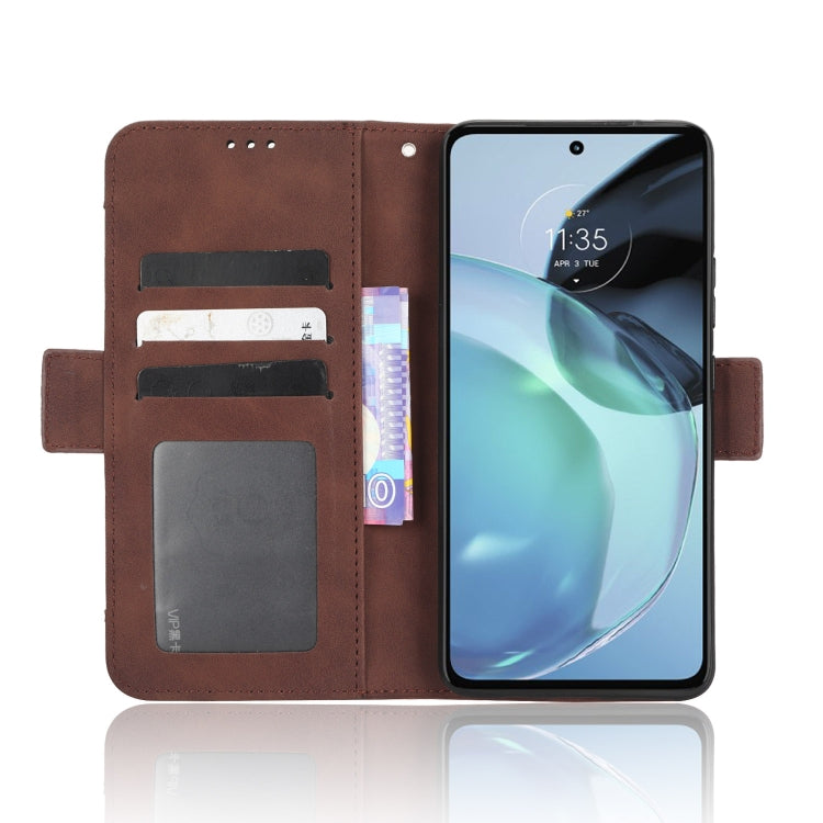 For Motorola Moto G72 4G Skin Feel Calf Texture Card Slots Leather Phone Case