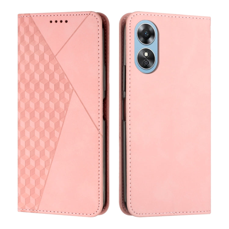 For OPPO A17 Diamond Splicing Skin Feel Magnetic Leather Phone Case