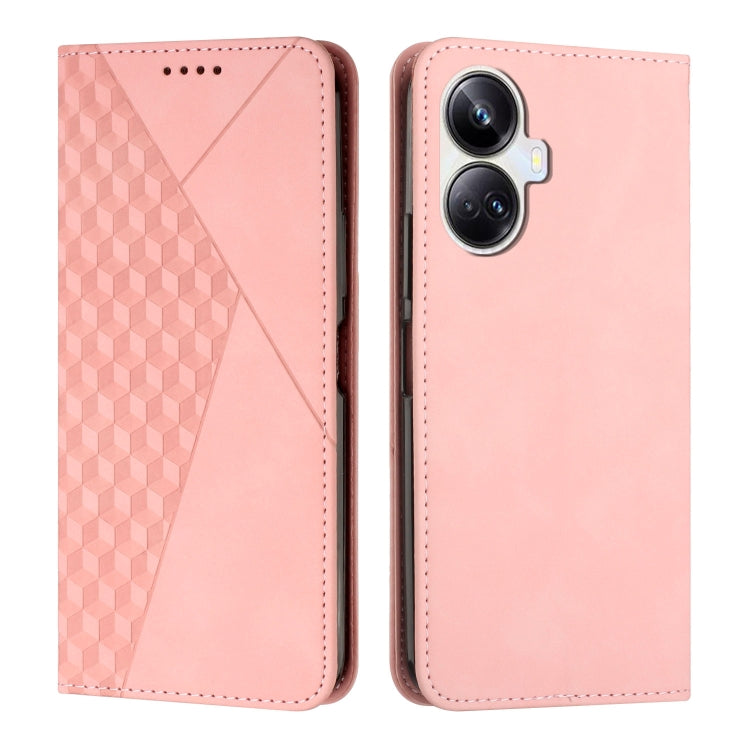 For Realme 10 Pro+ Diamond Splicing Skin Feel Magnetic Leather Phone Case