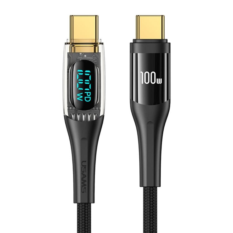 USAMS Type-C to Type-C PD100W Aluminum Alloy Transparent Digital Display Fast Charge Data Cable, Cable Length:2m