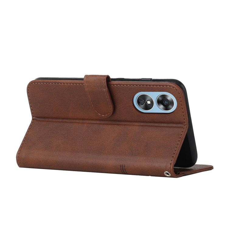 For OPPO A17 Stitching Calf Texture Buckle Leather Phone Case