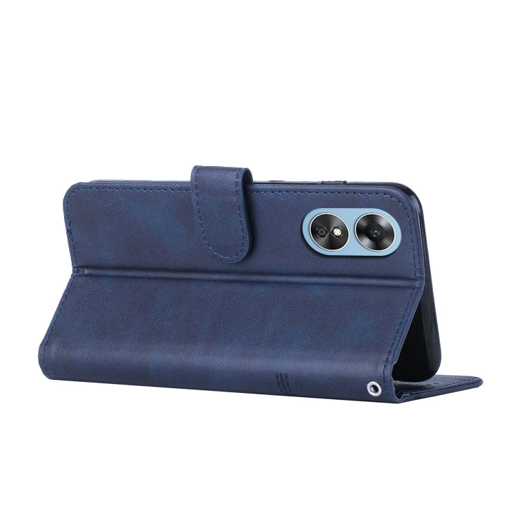 For OPPO A17 Stitching Calf Texture Buckle Leather Phone Case