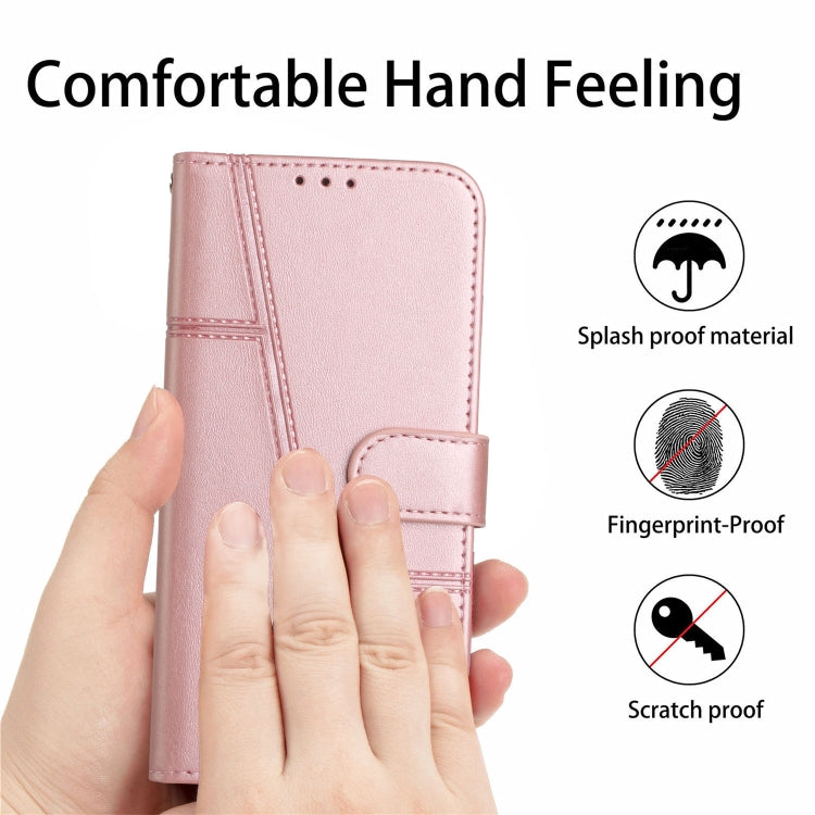 For OPPO A17 Stitching Calf Texture Buckle Leather Phone Case