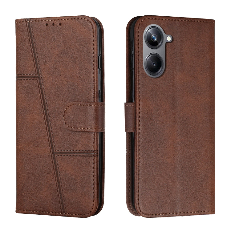 For Realme 10 4G Stitching Calf Texture Buckle Leather Phone Case