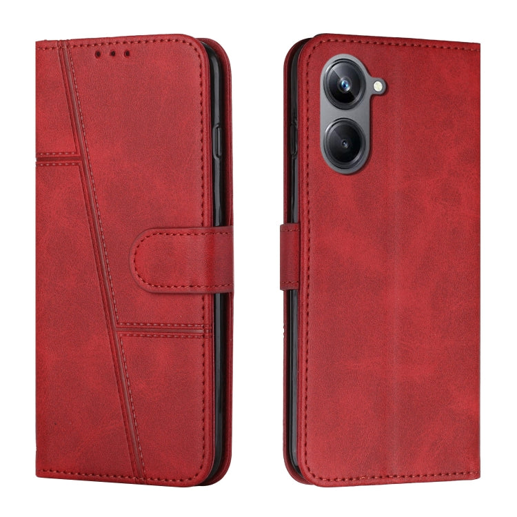 For Realme 10 4G Stitching Calf Texture Buckle Leather Phone Case