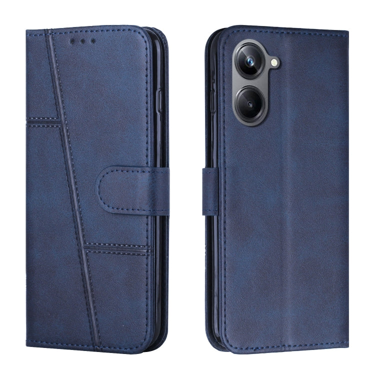 For Realme 10 Pro Stitching Calf Texture Buckle Leather Phone Case