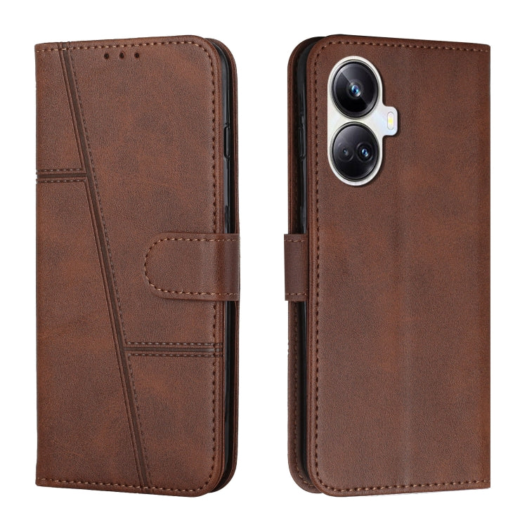 For Realme 10 Pro+ Stitching Calf Texture Buckle Leather Phone Case