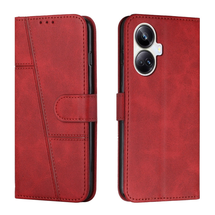 For Realme 10 Pro+ Stitching Calf Texture Buckle Leather Phone Case