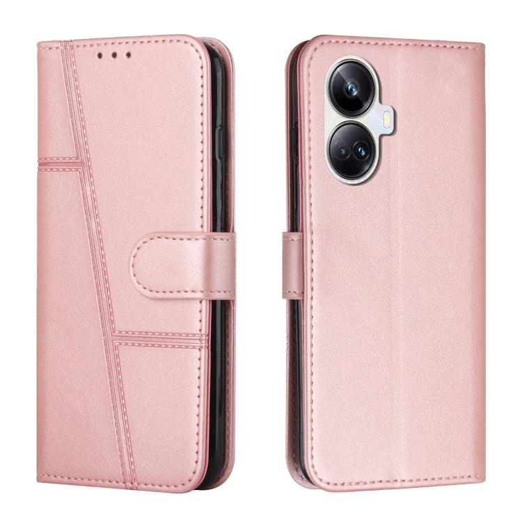 For Realme 10 Pro+ Stitching Calf Texture Buckle Leather Phone Case