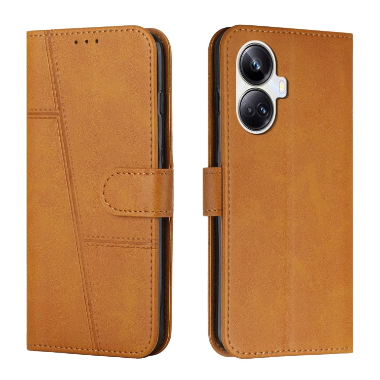 For Realme 10 Pro+ Stitching Calf Texture Buckle Leather Phone Case