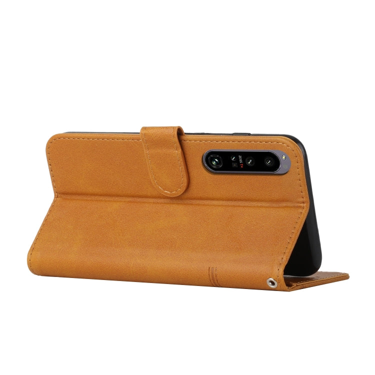 For Sony Xperia 1 IV Stitching Calf Texture Buckle Leather Phone Case