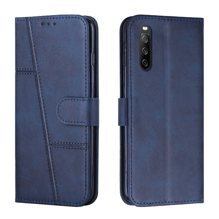 For Sony Xperia 10 IV Stitching Calf Texture Buckle Leather Phone Case