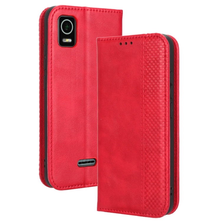 For Cricket Debut Smart Magnetic Buckle Retro Texture Leather Phone Case