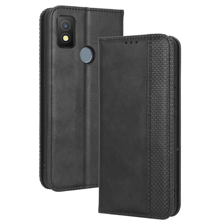 For Cricket Icon 4 Magnetic Buckle Retro Texture Leather Phone Case