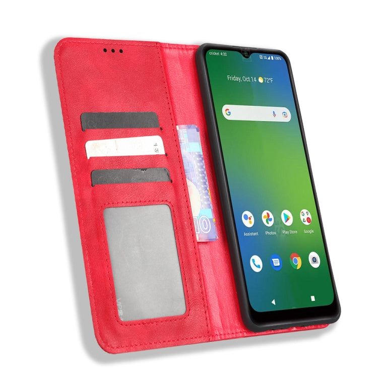 For Cricket Icon 4 Magnetic Buckle Retro Texture Leather Phone Case