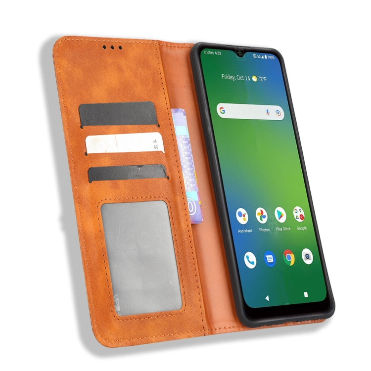 For Cricket Icon 4 Magnetic Buckle Retro Texture Leather Phone Case