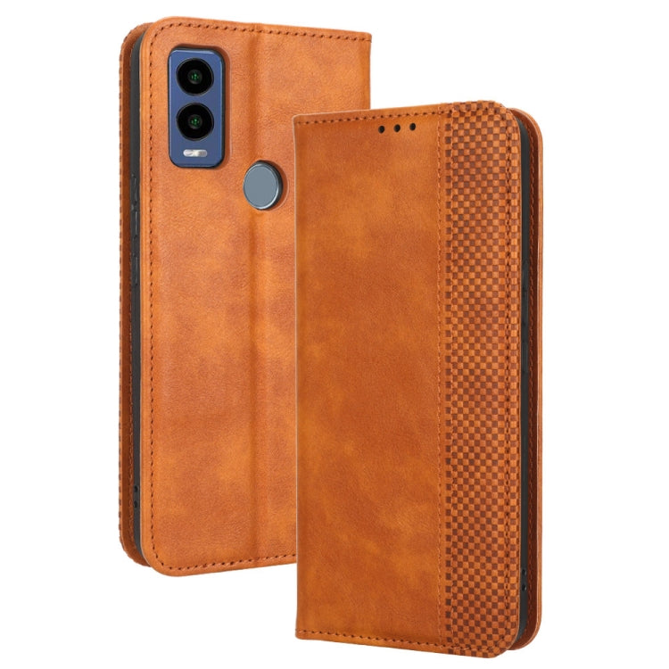 For Cricket Innovate E 5G Magnetic Buckle Retro Texture Leather Phone Case