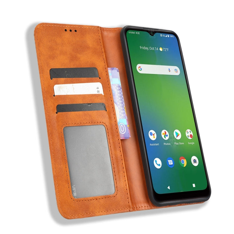 For Cricket Innovate E 5G Magnetic Buckle Retro Texture Leather Phone Case