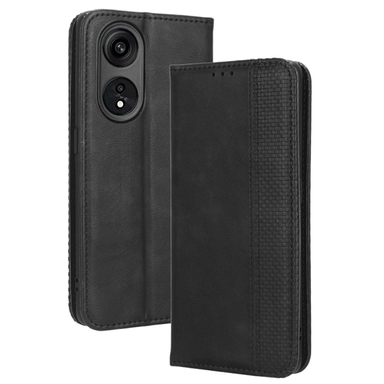 For OPPO A1 Pro Magnetic Buckle Retro Texture Leather Phone Case