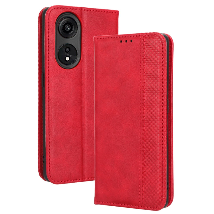 For OPPO A1 Pro Magnetic Buckle Retro Texture Leather Phone Case