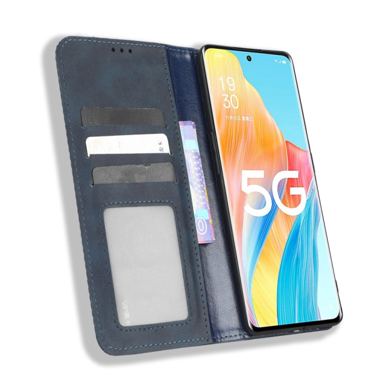 For OPPO A1 Pro Magnetic Buckle Retro Texture Leather Phone Case