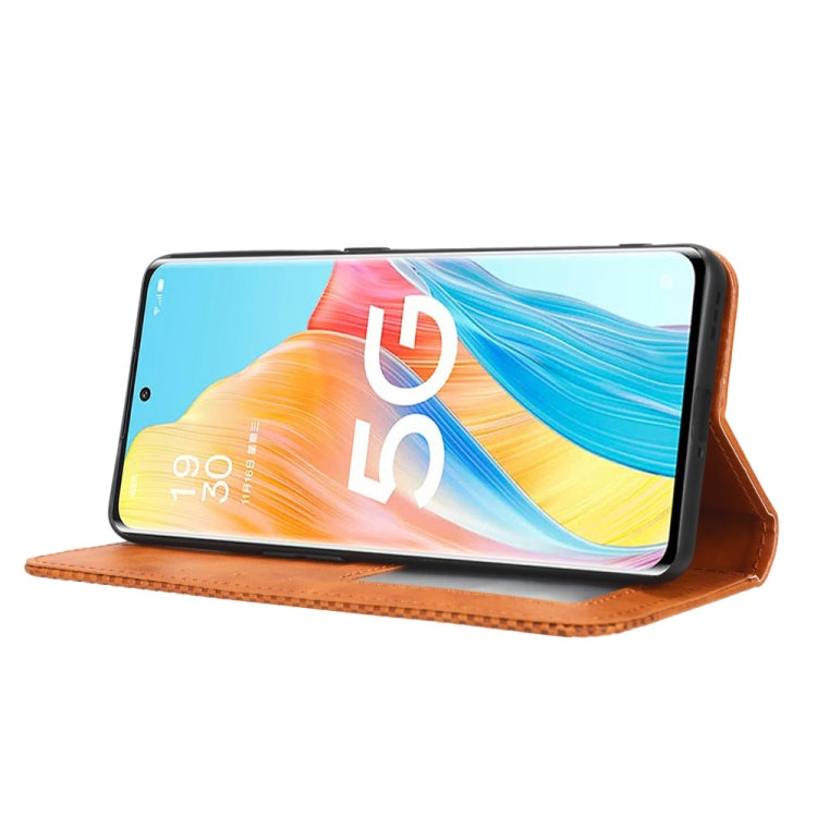 For OPPO A1 Pro Magnetic Buckle Retro Texture Leather Phone Case