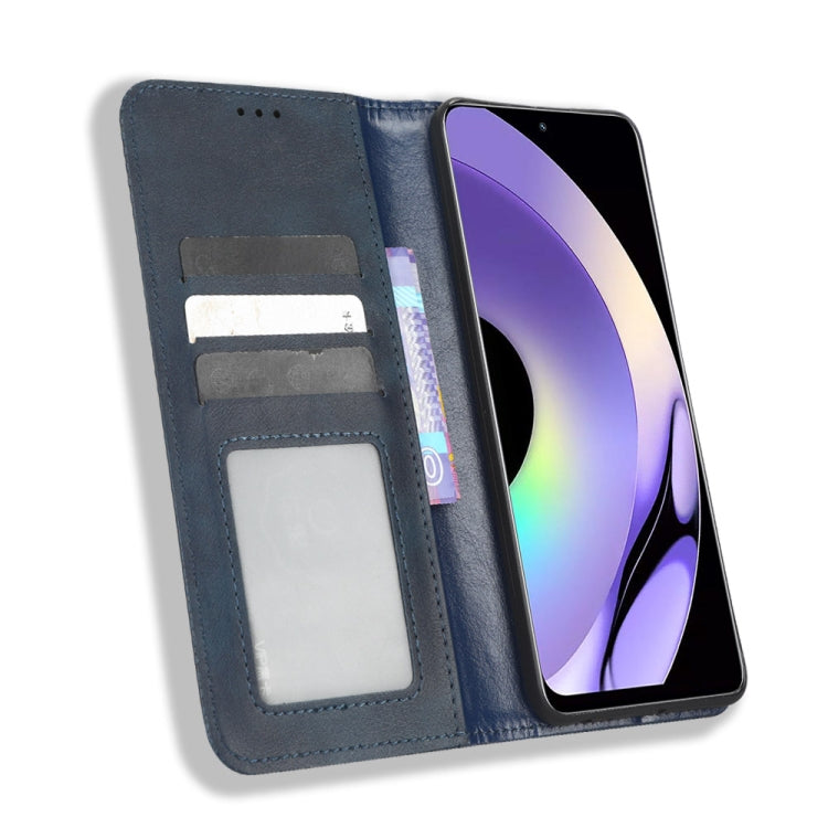 For Realme 10 4G Magnetic Buckle Retro Texture Leather Phone Case