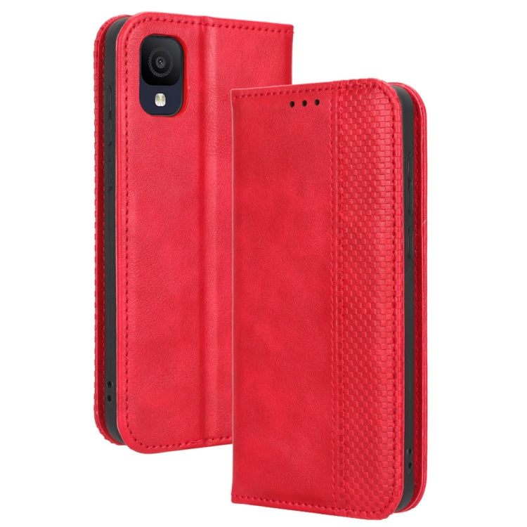 For TCL ION Z Magnetic Buckle Retro Texture Leather Phone Case