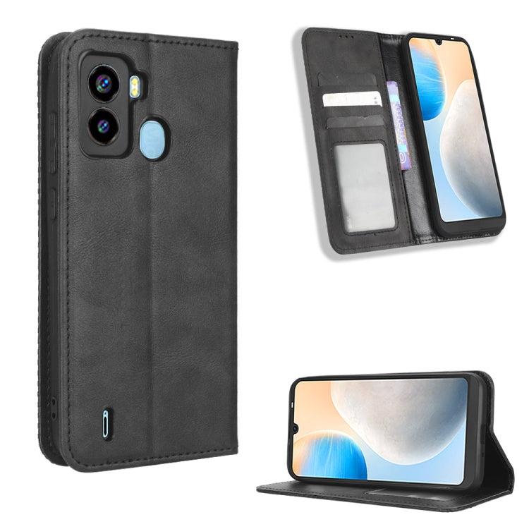 For Tecno Pop 6 BE7 Magnetic Buckle Retro Texture Leather Phone Case