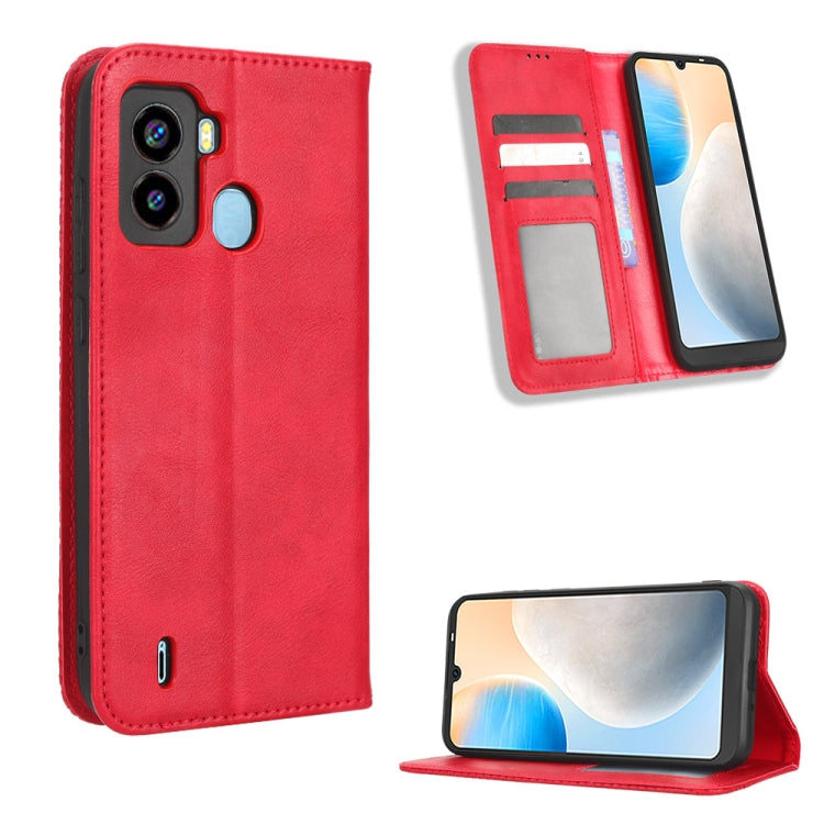 For Tecno Pop 6 BE7 Magnetic Buckle Retro Texture Leather Phone Case