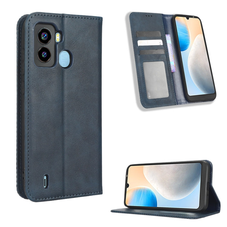 For Tecno Pop 6 BE7 Magnetic Buckle Retro Texture Leather Phone Case