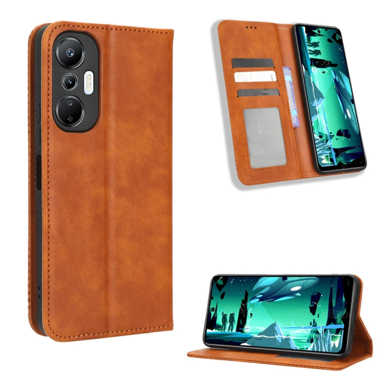 For Infinix Hot 20S X6827 Magnetic Buckle Retro Texture Leather Phone Case