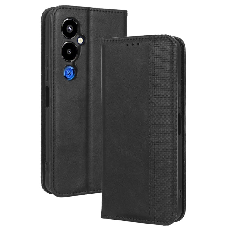 For Tecno Pova 4 Pro Magnetic Buckle Retro Texture Leather Phone Case