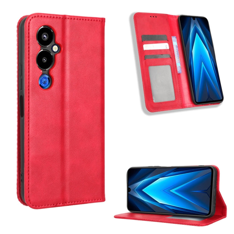 For Tecno Pova 4 Pro Magnetic Buckle Retro Texture Leather Phone Case