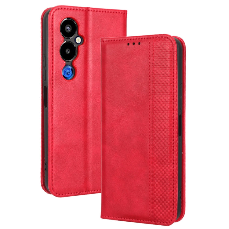 For Tecno Pova 4 Pro Magnetic Buckle Retro Texture Leather Phone Case